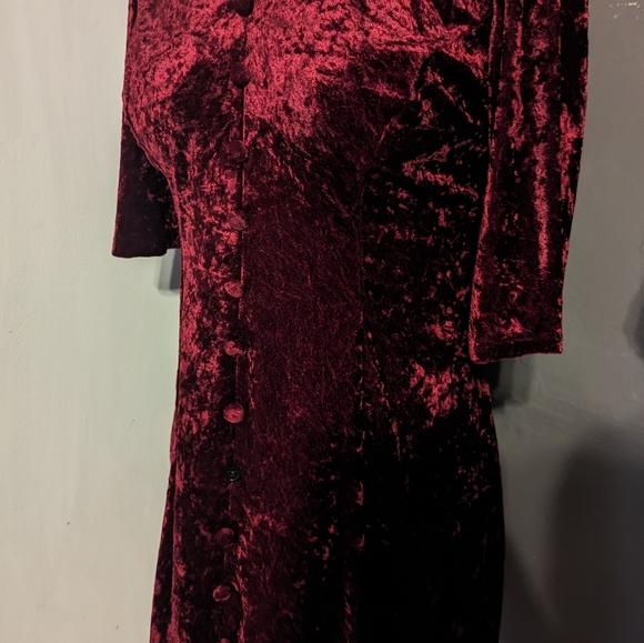 Alixander crushed red velvet vintage dress Y2K goth medium Victorian berry - Picture 7 of 9